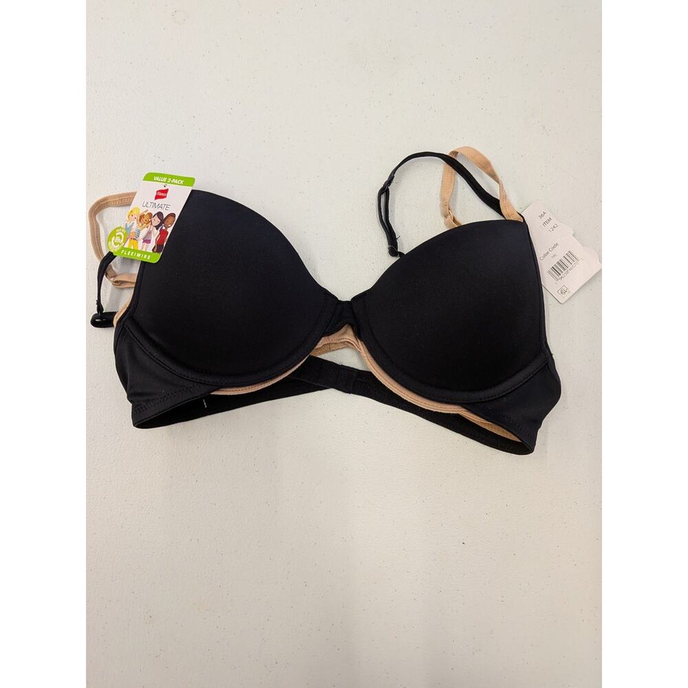 Women’s Black Strapless Bra 36A Seamless Push Up Convertible Multiway Everyday E